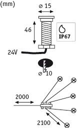 Plug & Shine LED Recessed floor luminaire MicroPen II Expansion set IP67 3000K 5x0,2W Silver