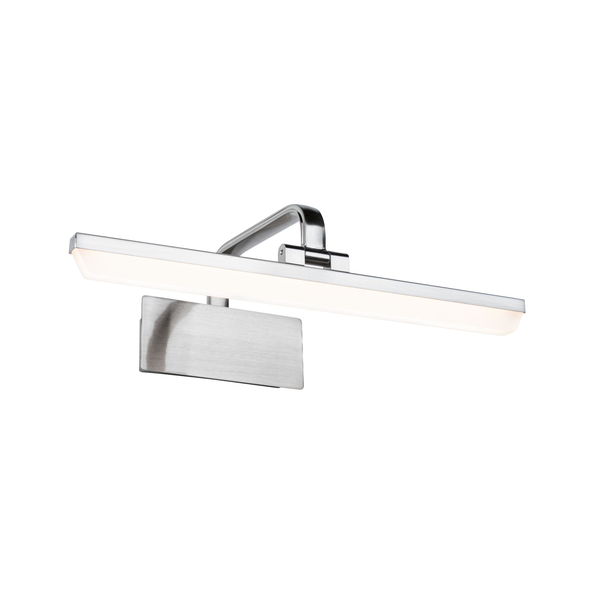 Modern LED wall light in brushed aluminum silver with warm white illumination