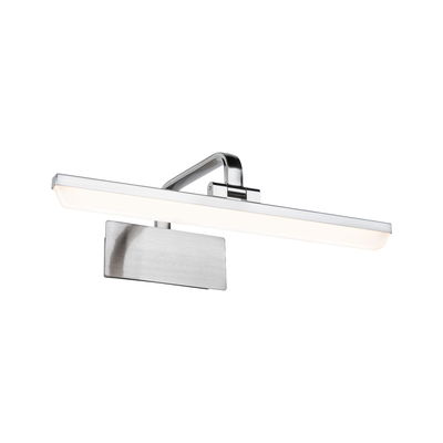 Modern LED wall light in brushed aluminum silver with warm white illumination