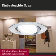 Einbauleuchte Nova aus weißem Metall mit schwenkbaren Spots für optimale Raumbeleuchtung