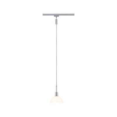 Modern pendant light with white glass and silver metal for track lighting system
