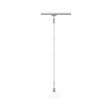 Modern pendant light with white glass and silver metal for track lighting system