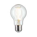 Klassische LED-Glühbirne mit transparentem Glas und E27-Fassung für energiesparende Beleuchtung