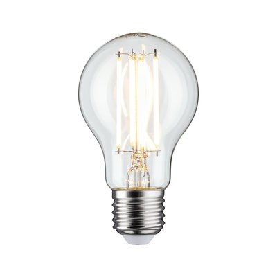 Klassische LED-Glühbirne mit transparentem Glas und E27-Fassung für energiesparende Beleuchtung