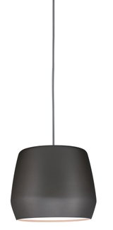 Modern black metal pendant light with grey fabric cable for stylish home lighting