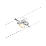 Zilveren LED-kabelspot met warm wit licht en verstelbare lamp voor moderne binnenverlichting