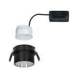 White LED recessed spotlight with black mounting frame and cable for modern lighting solutions