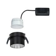 Schwarzer Einbaustrahler aus Metall mit weißem LED-Modul und Anschlusskabel für moderne Beleuchtung