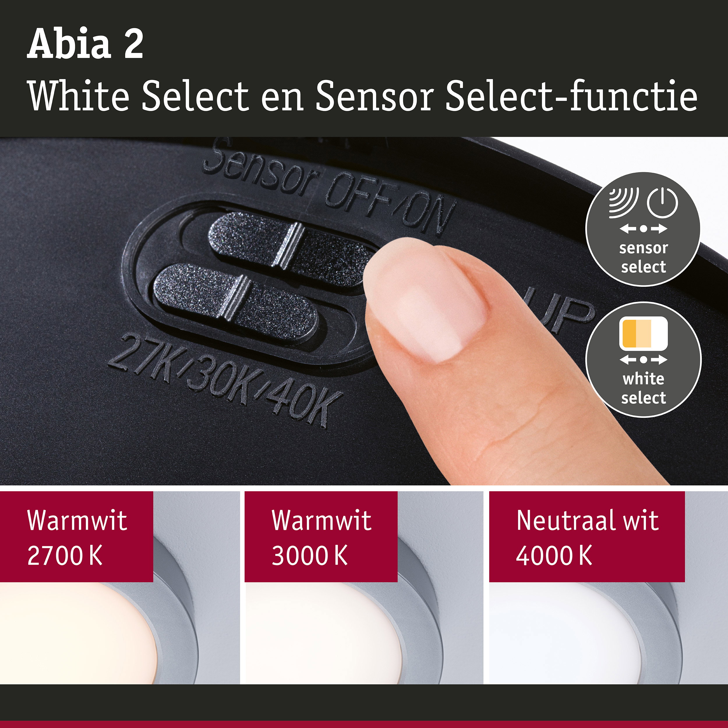 LED-paneel Abia 2 White Select Schemergestuurde bewegingsmelder (HF) rond 170mm 9,5W 1100lm White Select Chroom mat