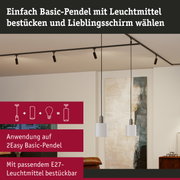 Moderne Basic-Pendel in Schwarz mit weißem Lampenschirm, geeignet für E27 Leuchtmittel und flexible Beleuchtung.