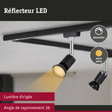 Spot LED noir dimmable avec lumière blanc chaud et angle de rayonnement de 36 degrés pour éclairage dirigé