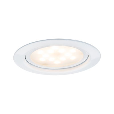 Rundes weißes LED-Einbaustrahler mit warmweißem Licht und schwenkbarem Design für moderne Innenbeleuchtung