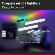 Complete set of 2 white LED lightbars with remote and accessories for ambient lighting