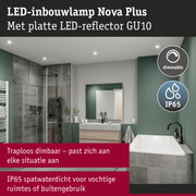 LED-inbouwlamp Nova Plus met platte LED-reflector GU10, dimbaar en IP65 spatwaterdicht voor vochtige ruimtes