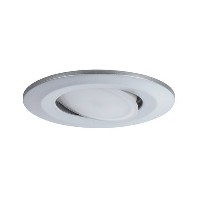 Round adjustable LED recessed spotlight in silver metal for modern room lighting