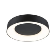 Rund sort LED-loftlampe med varmt hvidt lys og moderne design til opholdsrum