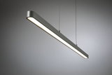Modern grey aluminium LED pendant light with warm white illumination for living spaces