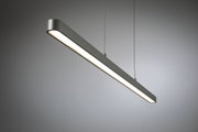 Moderne LED-Pendelleuchte aus Aluminium in Grau mit warmweißem Licht für Wohnräume