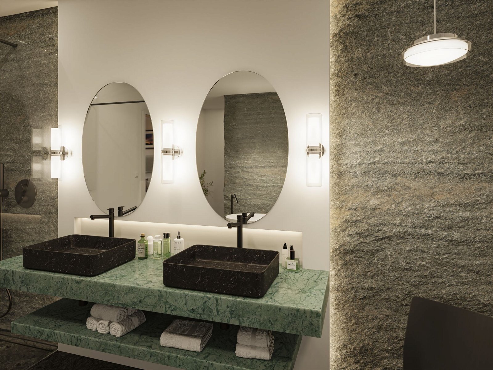 Selection Bathroom LED Pendelleuchte Luena IP44 11,5W Glas/Chrom
