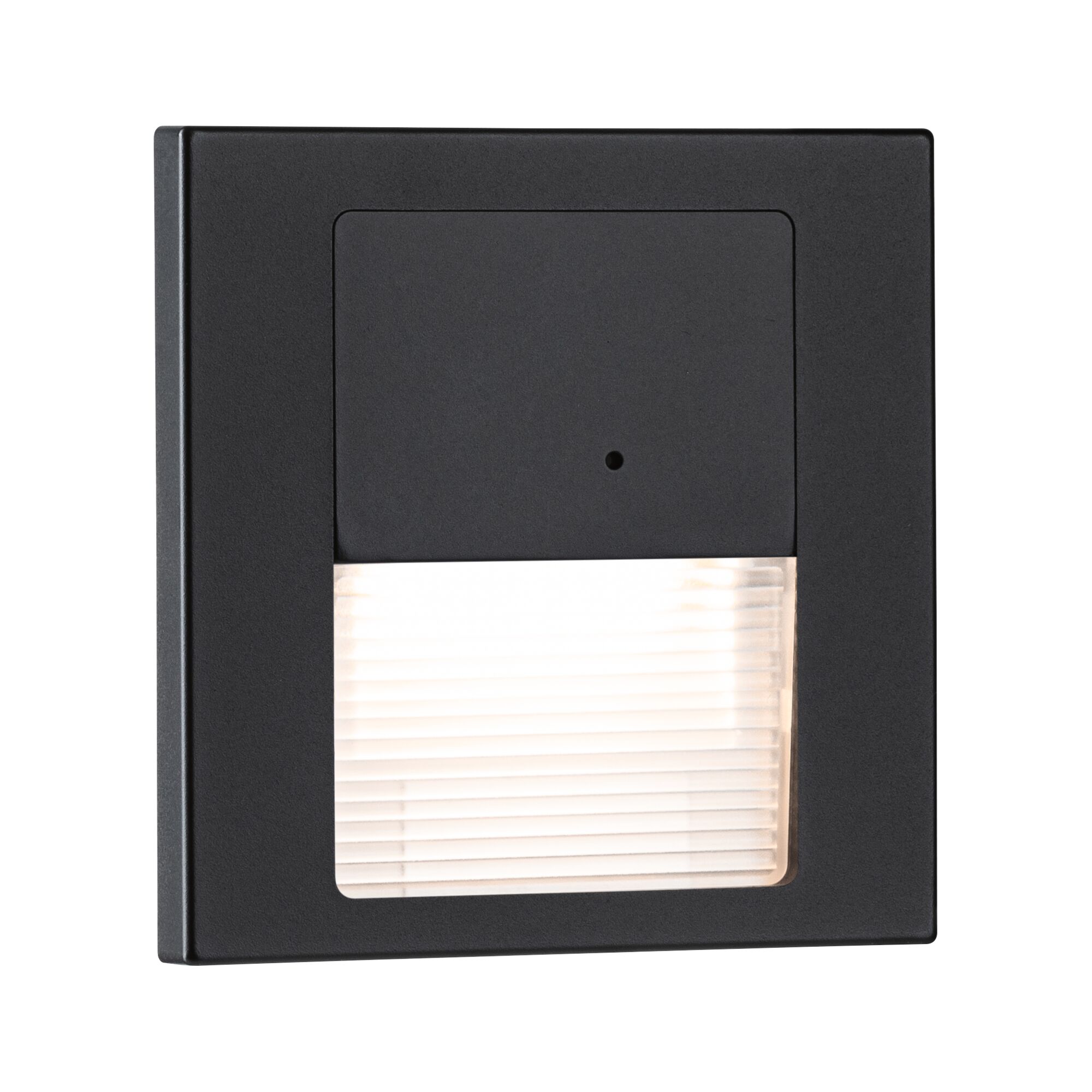 Schwarze LED-Wandlampe aus Metall mit weißem Lichtdiffusor für moderne Außenbeleuchtung