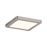 Square LED ceiling light in brushed aluminum silver with white diffuser for modern lighting