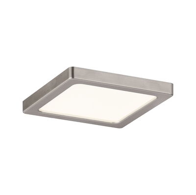Square LED ceiling light in brushed aluminum silver with white diffuser for modern lighting