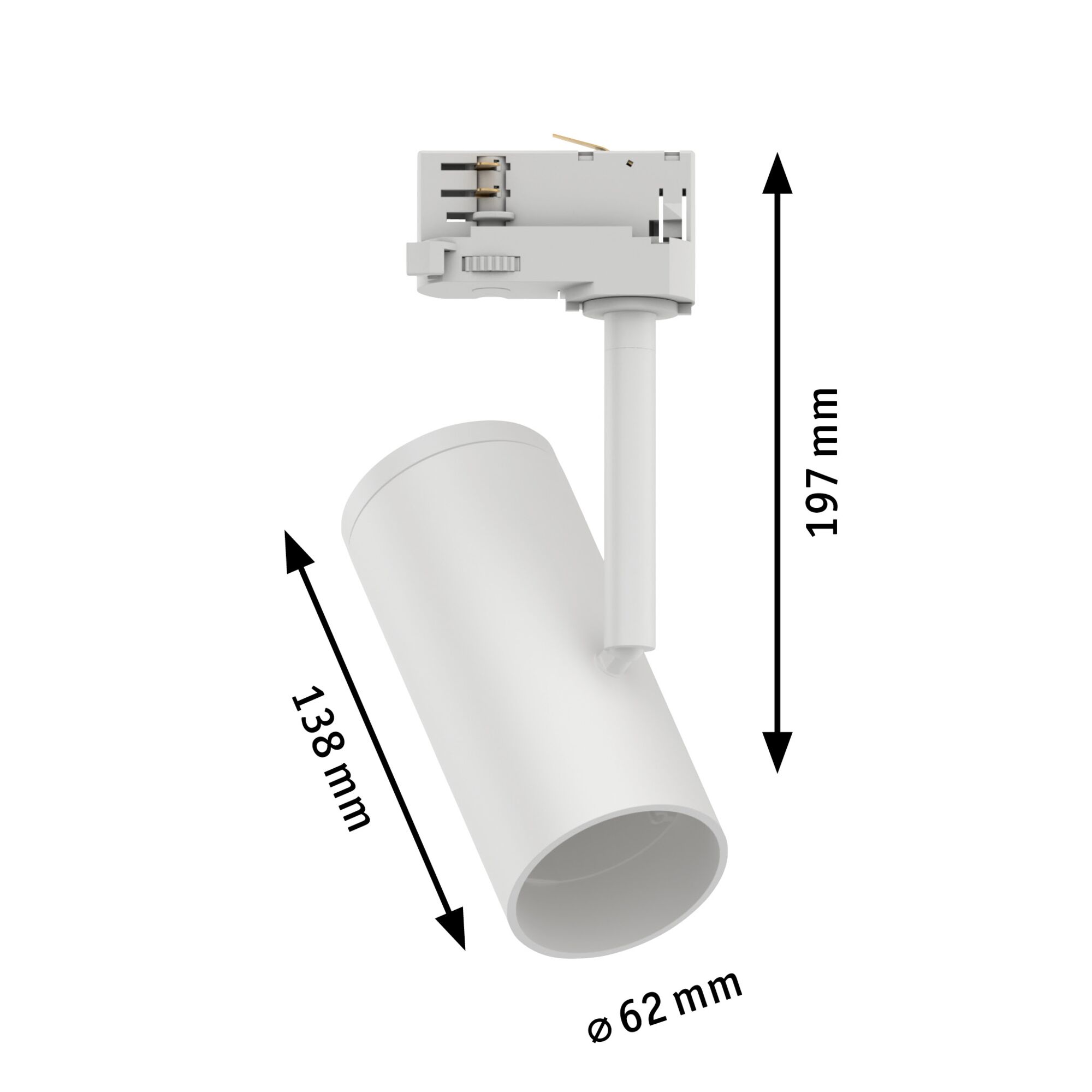 Weißer LED-Strahler aus Metall mit 197 mm Höhe und 62 mm Durchmesser für moderne Innenbeleuchtung