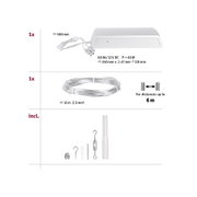 Boîtier d'alimentation LED blanc 60W avec câble de 500mm, accessoires de montage et câble de connexion de 12m