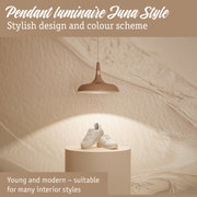 Modern brown Luna Style pendant luminaire with stylish design and matching colour scheme for interiors