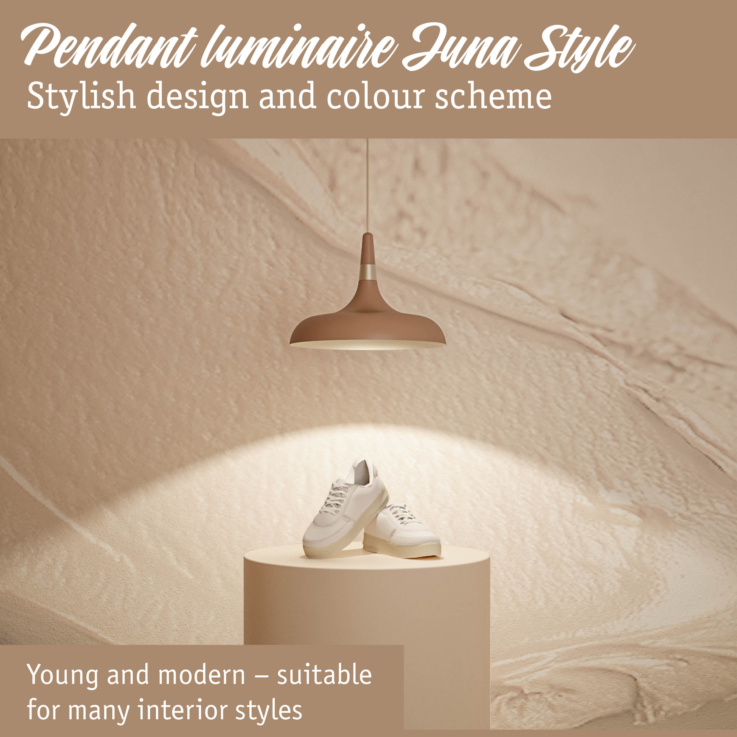 Modern brown Luna Style pendant luminaire with stylish design and matching colour scheme for interiors
