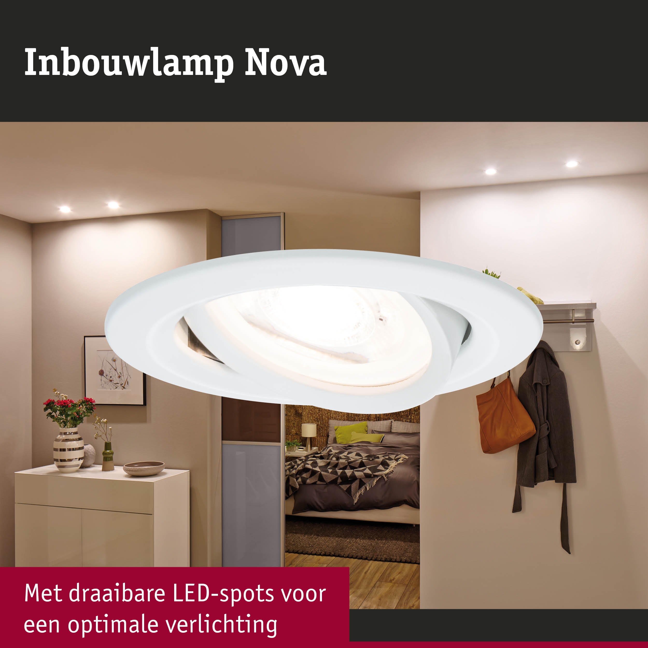 Witte inbouwlamp Nova met draaibare LED-spots voor optimale verlichting