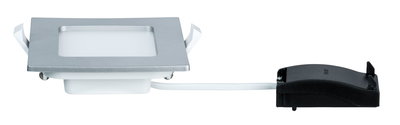 Spot LED encastré rectangulaire avec cadre en aluminium argenté et boîtier blanc pour éclairage moderne