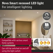 Nova Smart white recessed LED light, dimmable and smart compatible for modern bathroom lighting