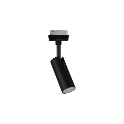 Schwarzer LED-Spot aus Metall mit zylindrischem Design für Schienensystembeleuchtung