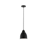 Black metal pendant lamp with perforated upper edge for modern home lighting design