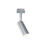 Moderner silberner LED-Spot aus Metall für Schienensysteme, dimmbares Wohnlicht