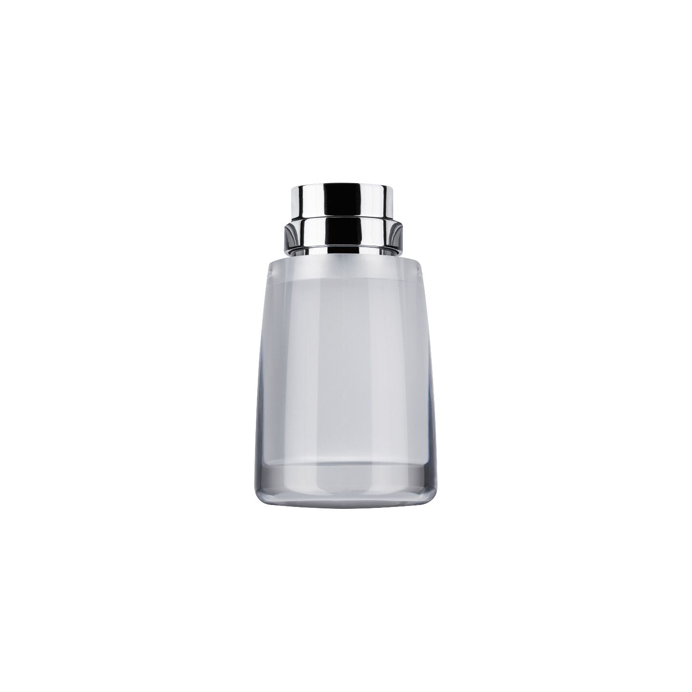 Modern transparent glass shade with chrome metal ring for LED lights in minimalist style