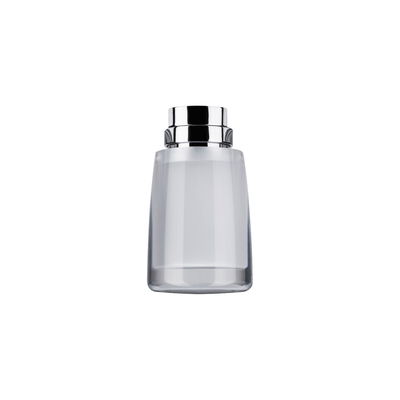 Modern transparent glass shade with chrome metal ring for LED lights in minimalist style