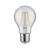 Klassische LED-Glühbirne mit transparentem Glas und silberner Fassung für energiesparende Beleuchtung