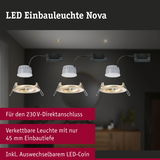 LED Einbauleuchte Nova in warmweiß mit 45 mm Einbautiefe und 230 V Direktanschluss für Wohnräume