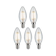 Fünf klare LED-Kerzenlampen mit E14-Fassung und warmweißem Licht für energiesparende Beleuchtung