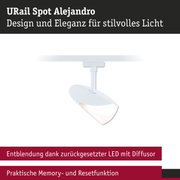 Weißer URail Spot Alejandro LED-Strahler mit Diffusor für blendfreies, stilvolles Licht