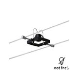 Black square metal cable spotlight with chrome details for modern lighting systems