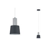 Modern pendant light in anthracite and silver metal with simple design for living spaces