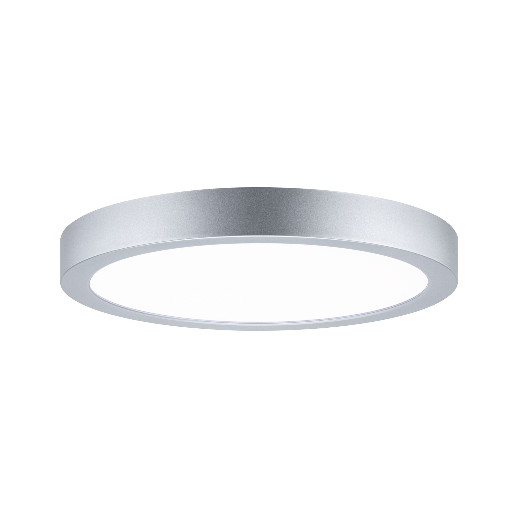 Rundes LED-Deckenlicht aus silbernem Aluminium mit weißem Diffusor für moderne Raumbeleuchtung