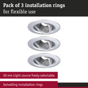 Pack of 3 white metal swivel installation rings for flexible LED lighting solutions