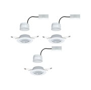 White LED recessed downlights with connector cable and metal springs for ceiling installation, energy-saving lighting