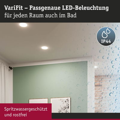 VariFit LED-Einbauleuchten in Weiß, spritzwassergeschützt IP44, ideal für Badezimmerbeleuchtung
