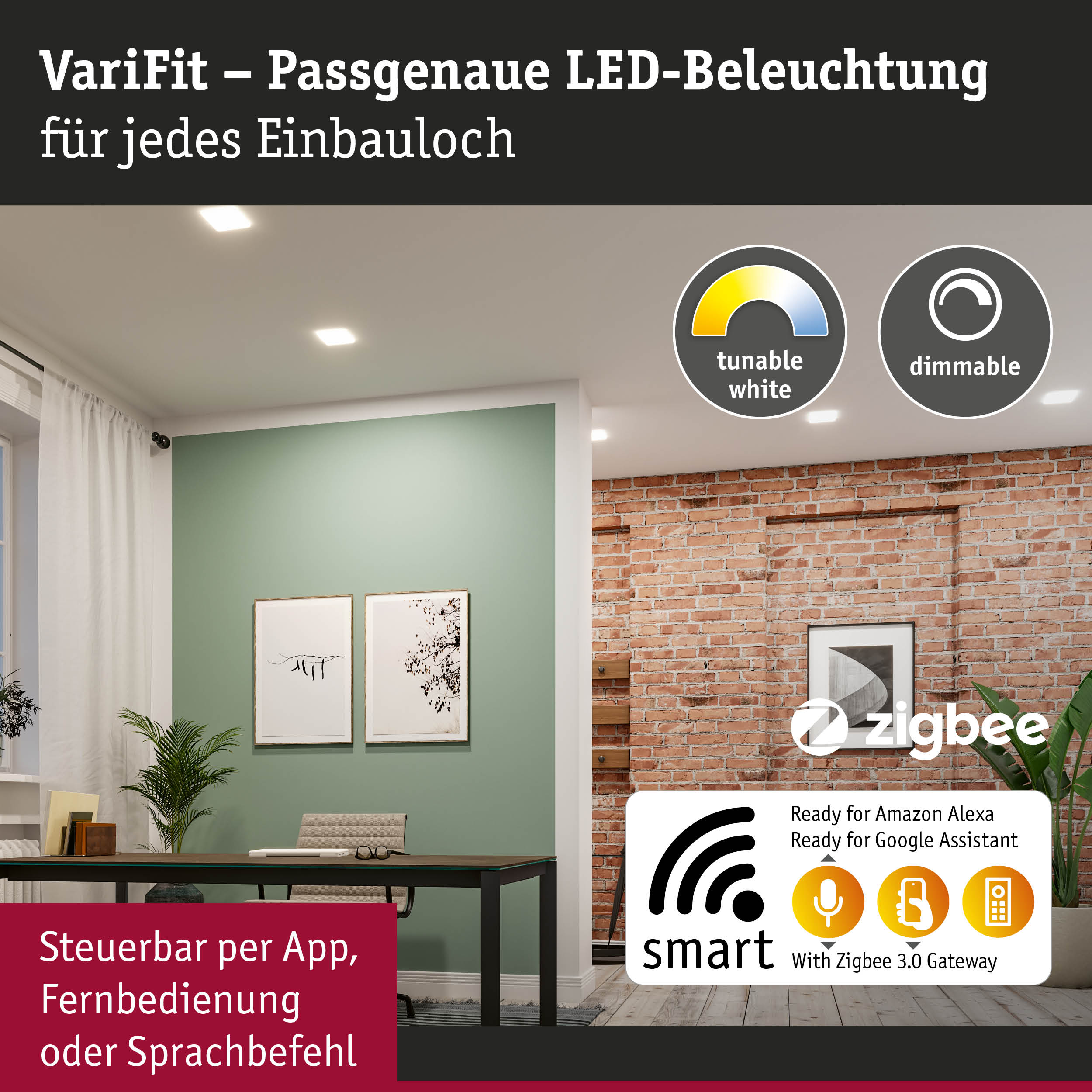 VariFit LED-Einbauleuchten mit einstellbarem Weißton und Dimmfunktion für smarte Beleuchtung
