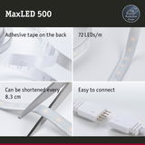 MaxLED 500 LED strip with adhesive tape, 72 LEDs per meter, cuttable every 8.3 cm, easy to connect